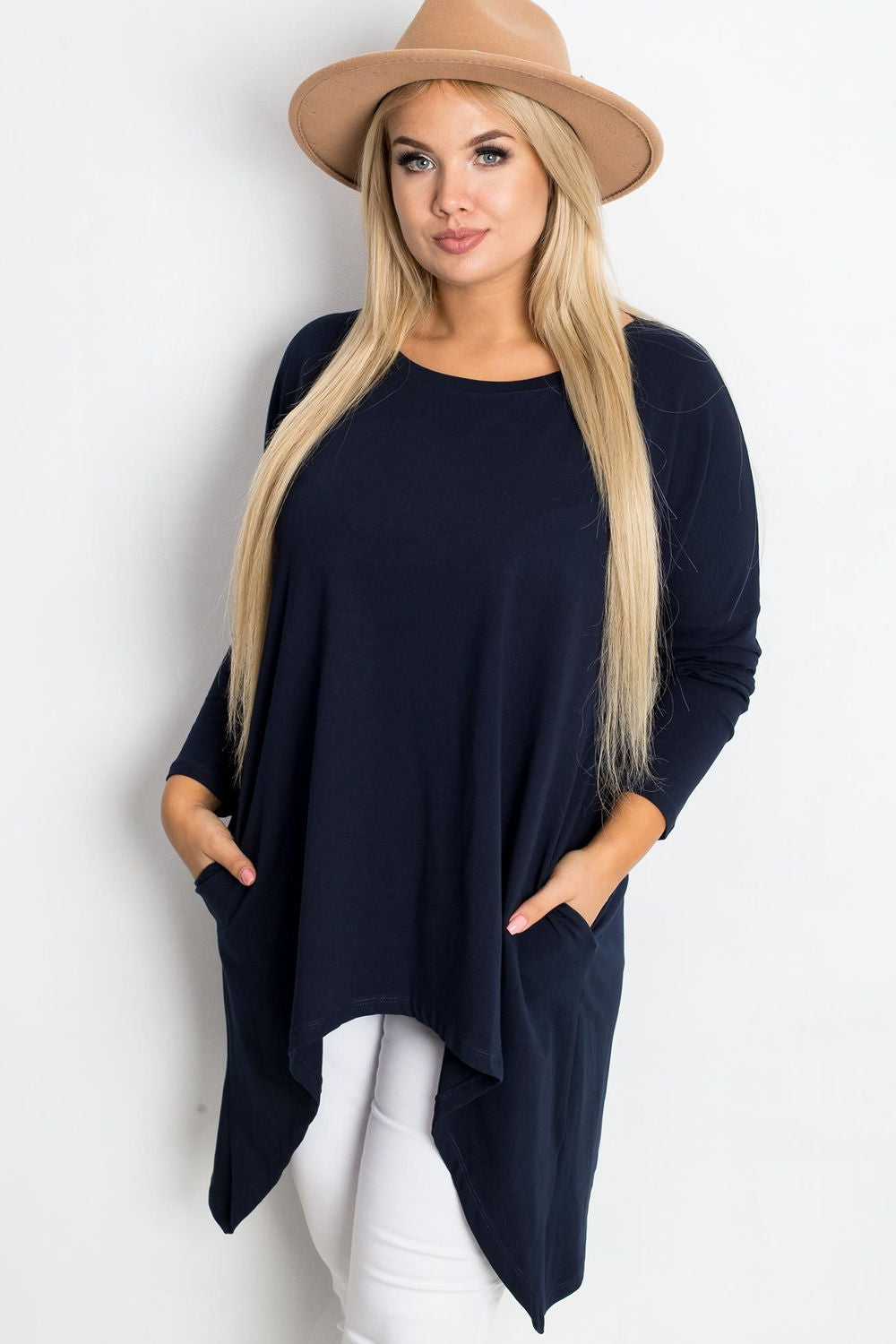 Relevance Navy Cotton Plus Size Tunic