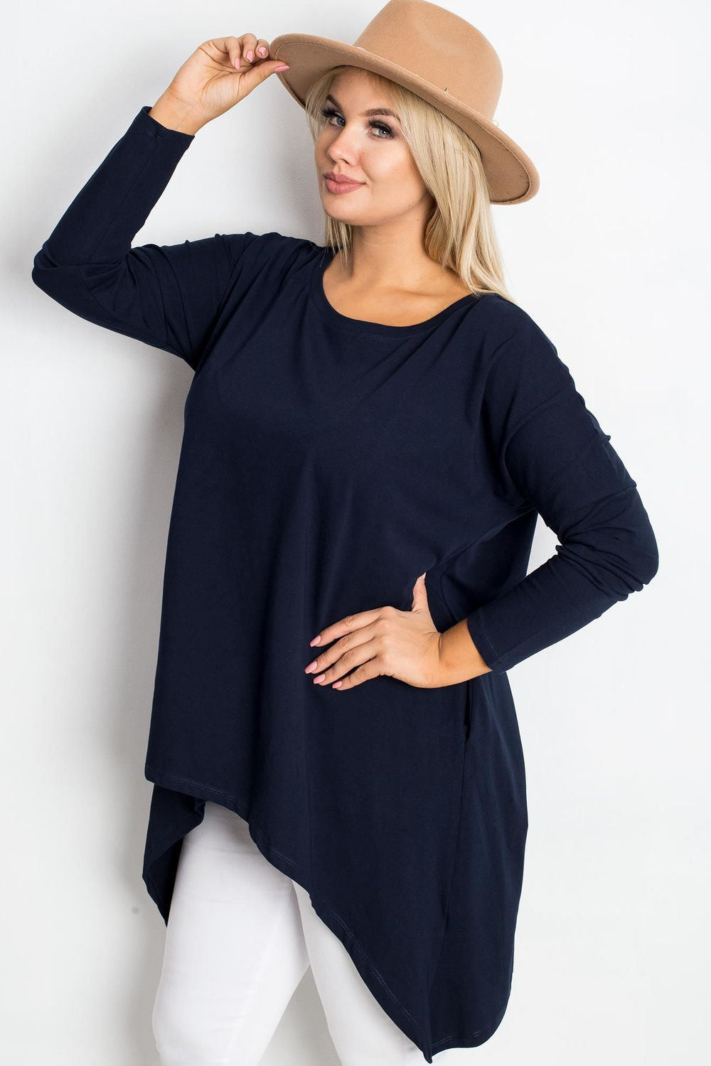 Relevance Navy Cotton Plus Size Tunic - view 2