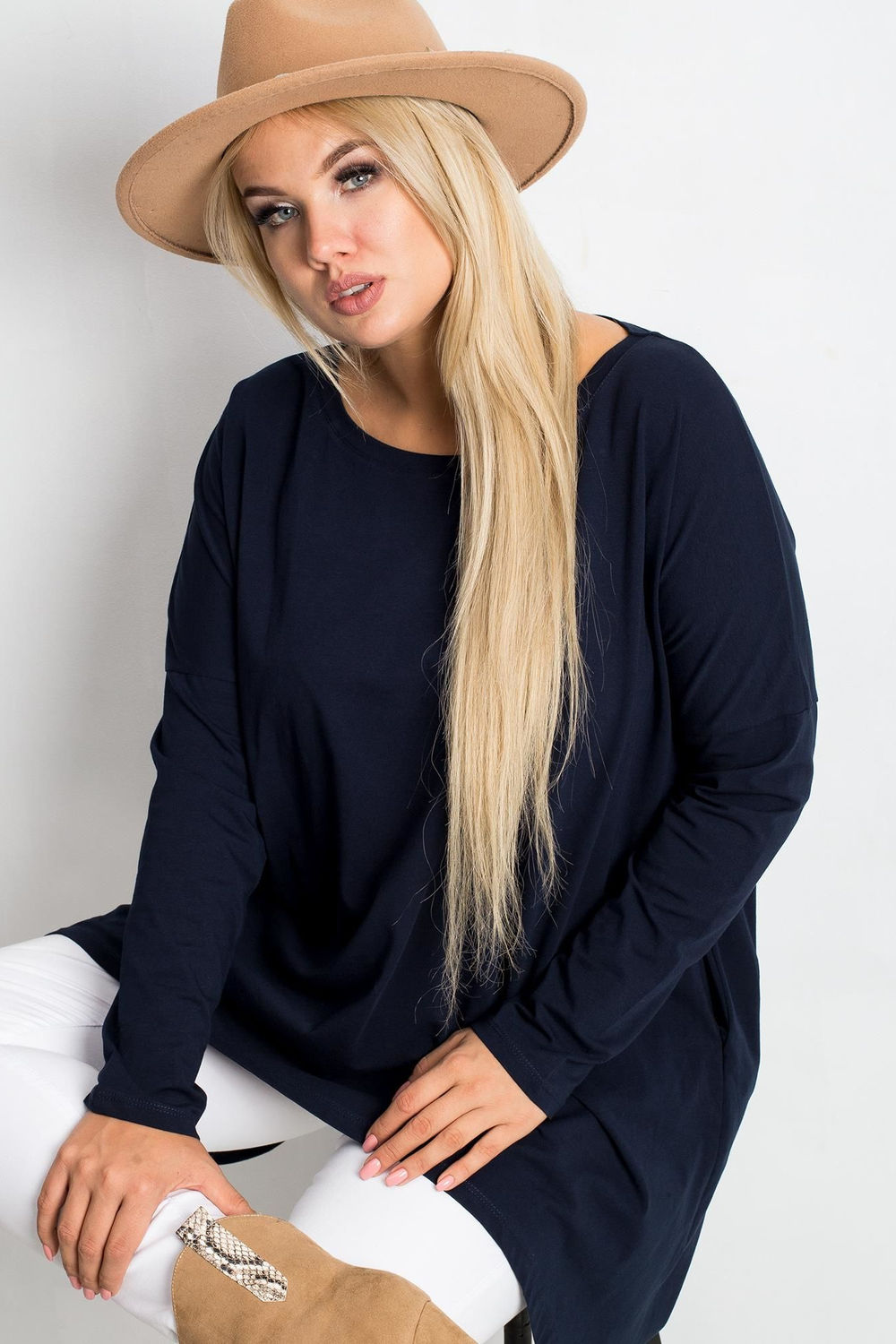 Relevance Navy Cotton Plus Size Tunic - view 4