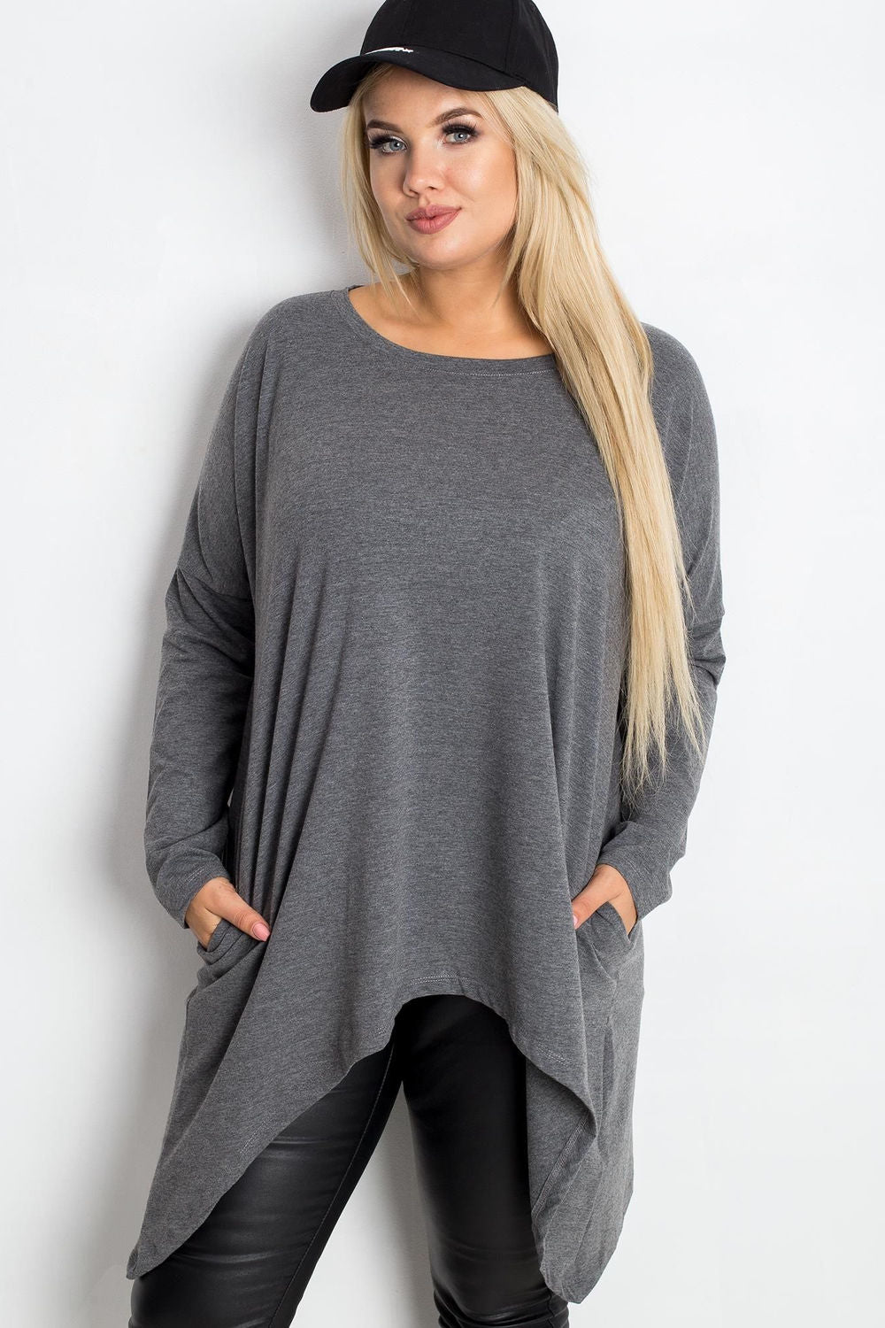 Relevance Dark Grey Cotton Plus Size Tunic
