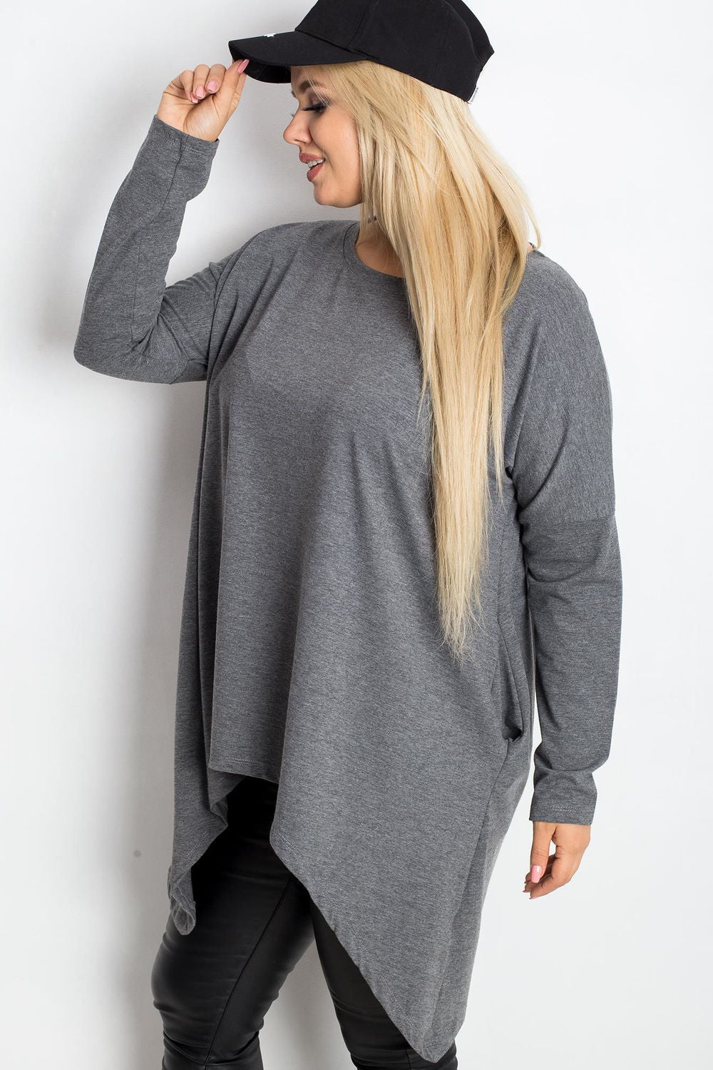Relevance Dark Grey Cotton Plus Size Tunic - view 4