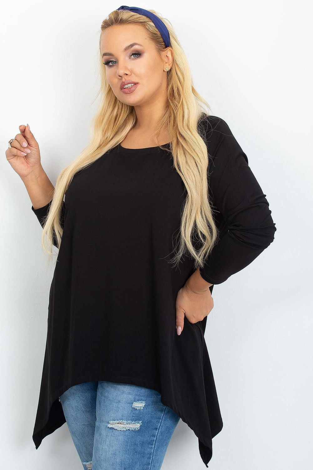 Relevance Black Cotton Plus Size Tunic