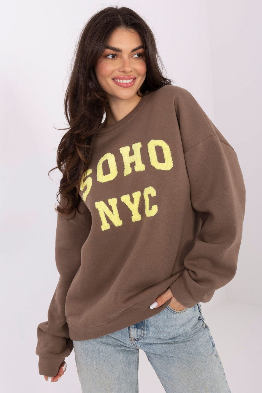 Factory Price Dark Beige Long Sleeve Cotton Sweatshirt