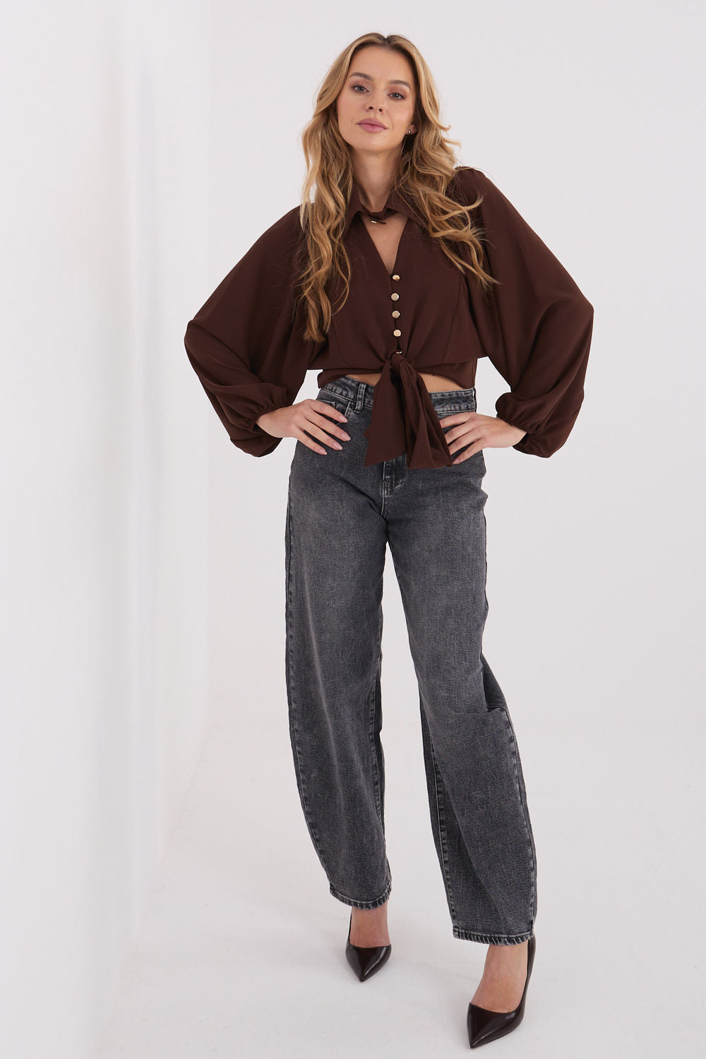 Italy Moda Brown Long Sleeve Top - view 2