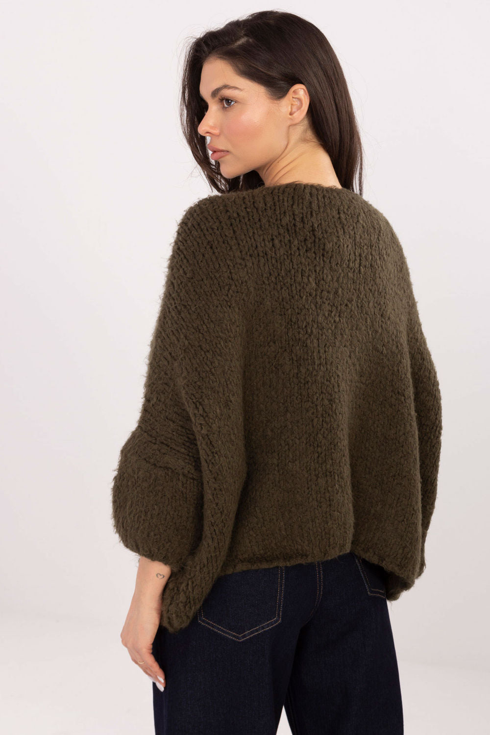 Italy Moda Khaki Puff Sleeve Cardigan - view 3