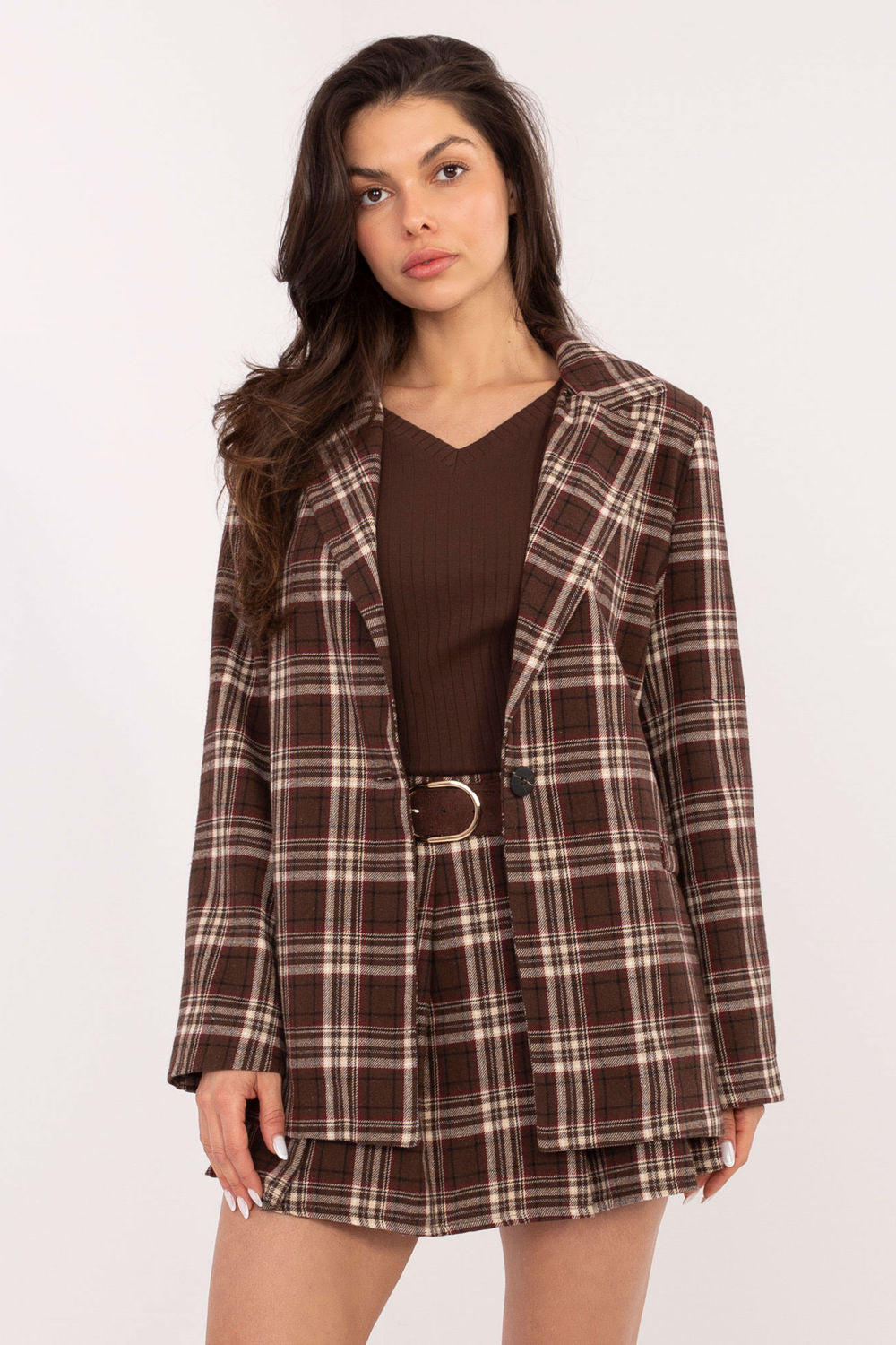 Italy Moda Brown Long Sleeve Cotton Jacket