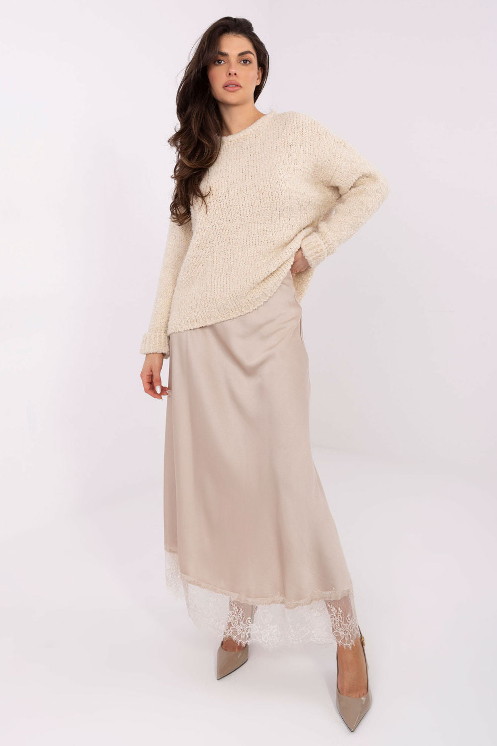Italy Moda Light Light Beige Long Sleeve Jumper - view 2
