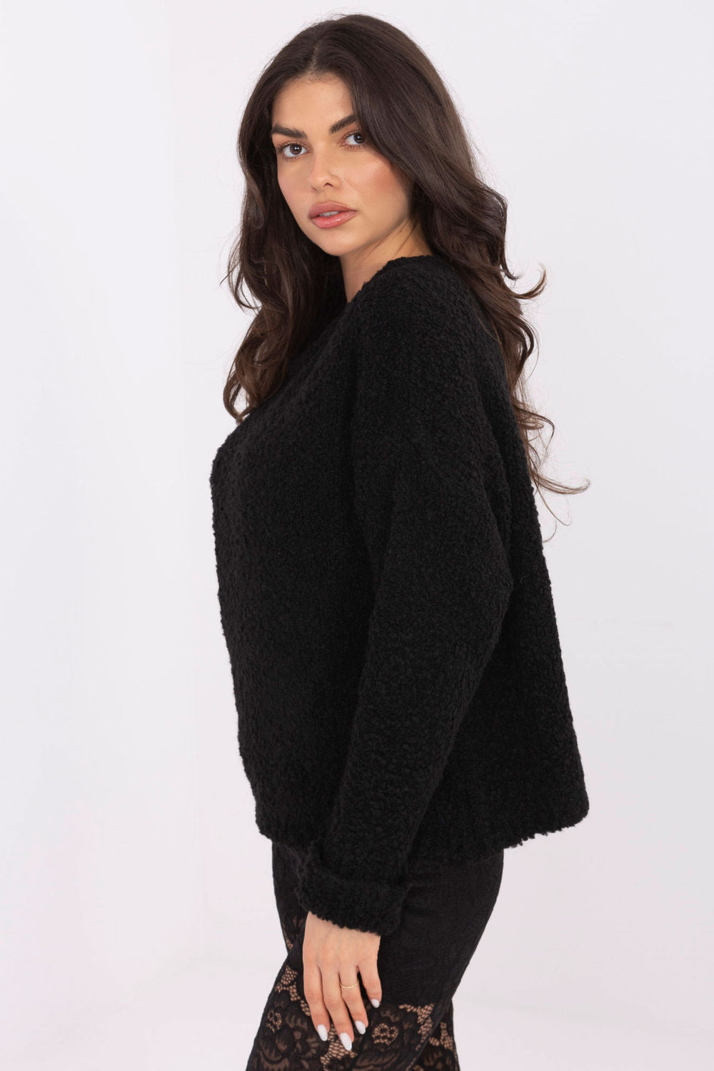 Italy Moda Black Acrylic Long Sleeve Jumper - view 2