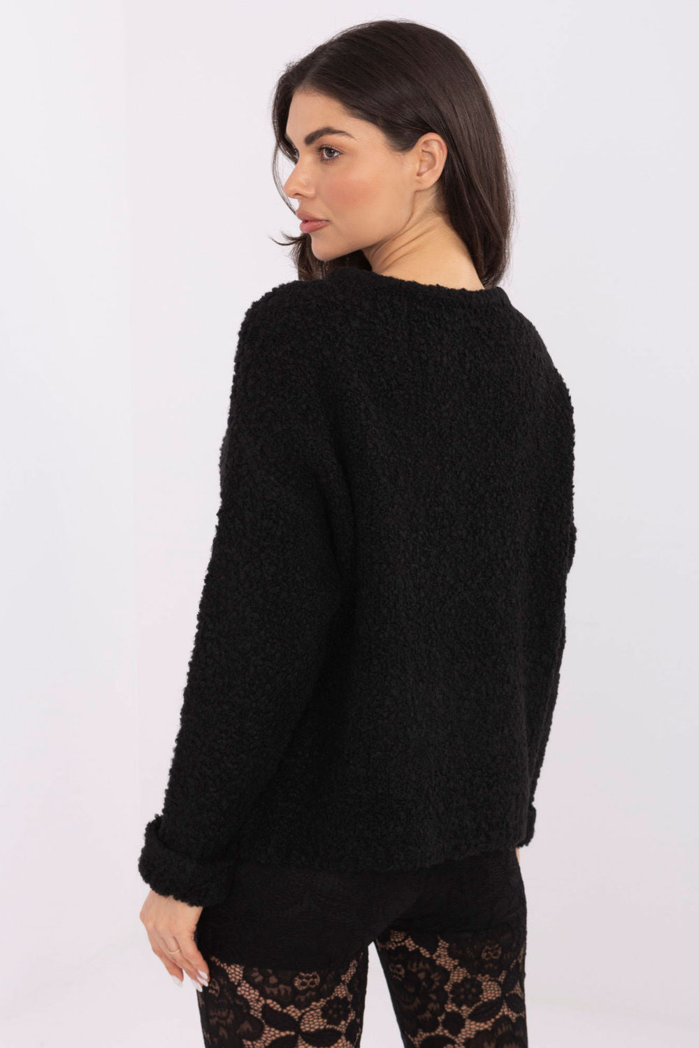 Italy Moda Black Acrylic Long Sleeve Jumper - view 3