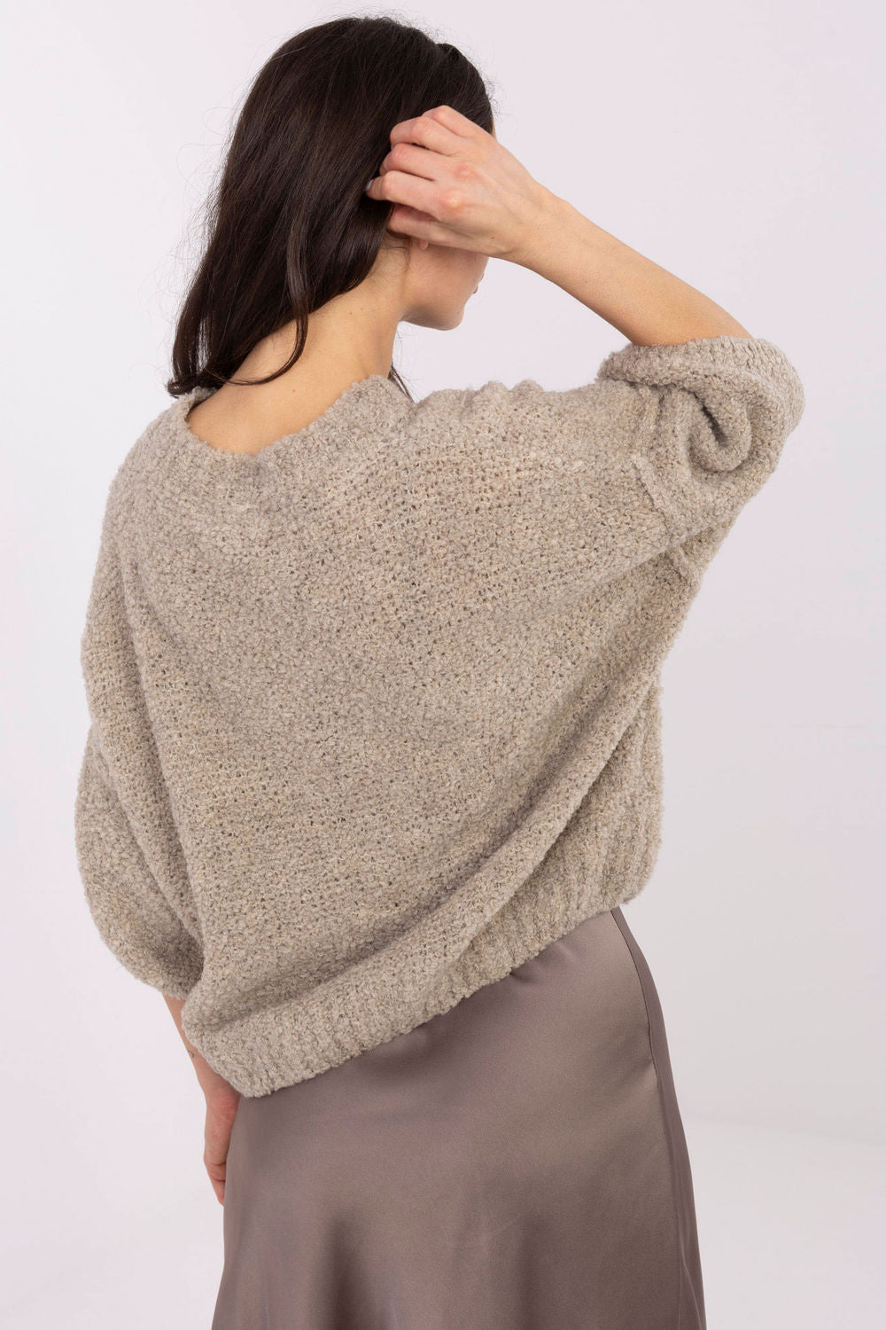 Italy Moda Beige Round Neck Jumper - view 3