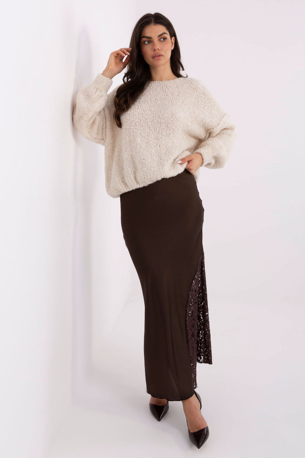Italy Moda Light Beige Round Neck Long Sleeve Jumper - view 2