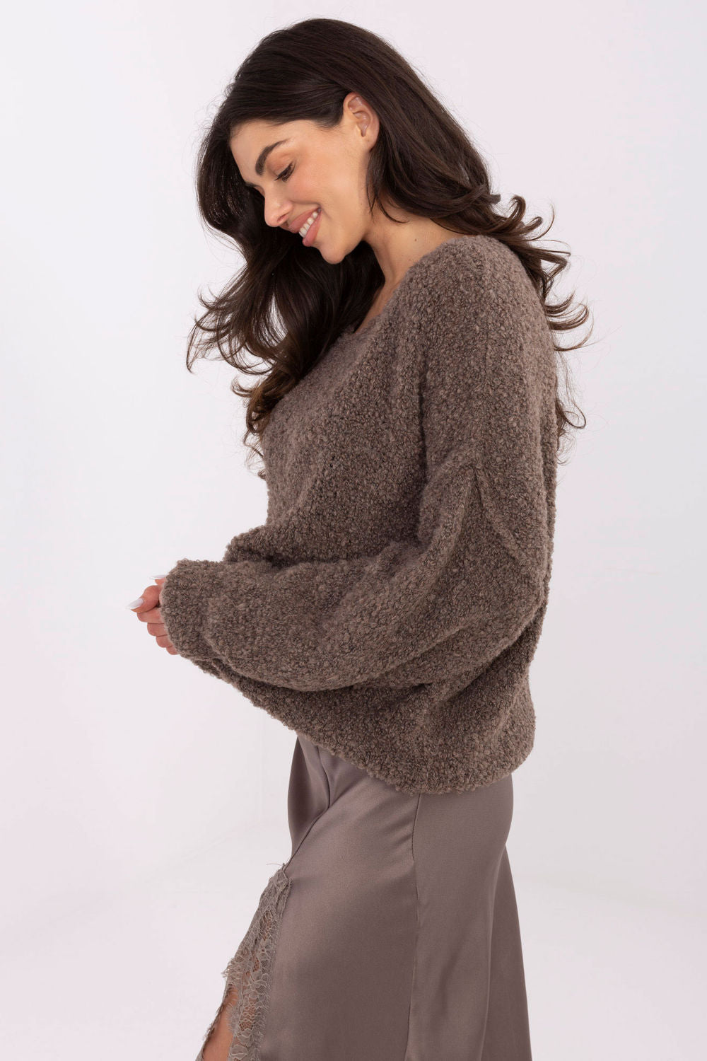 Italy Moda Brown Acrylic Long Sleeve Jumper - view 4