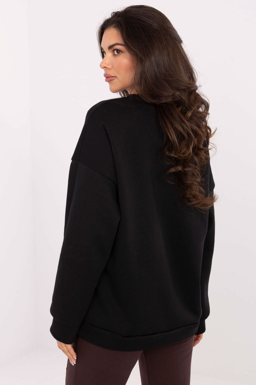 Italy Moda Black Printed Long Sleeve Cotton Sweatshirt - view 3
