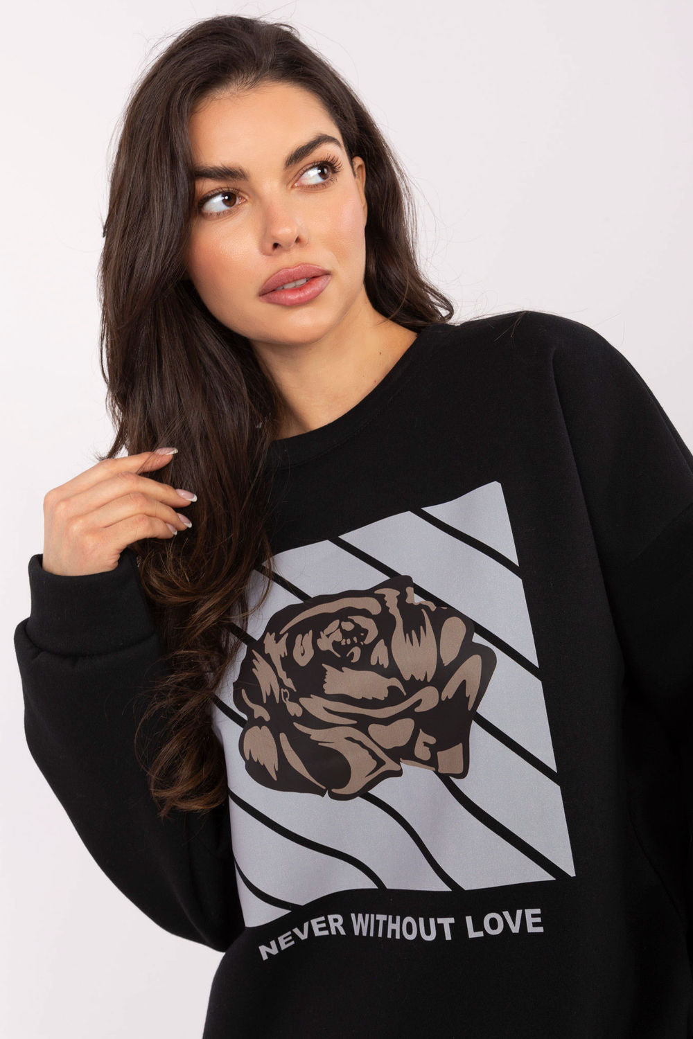 Italy Moda Black Printed Long Sleeve Cotton Sweatshirt - view 4