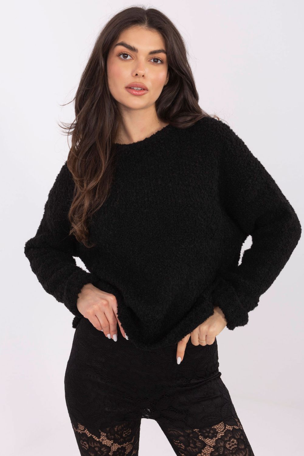 Italy Moda Black Acrylic Long Sleeve Jumper - view 4