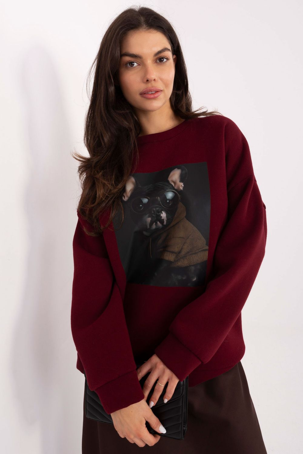Italy Moda Burgundy Long Sleeve Cotton Sweatshirt - view 4