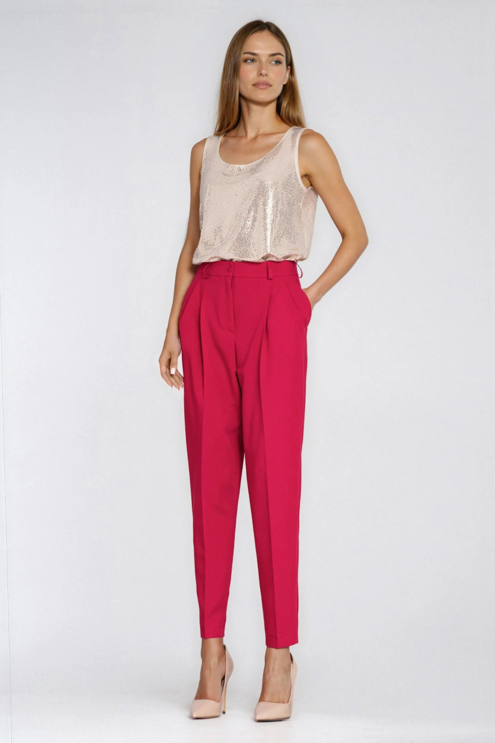 Nife Champagne Sequin Sleeveless Blouse - view 2