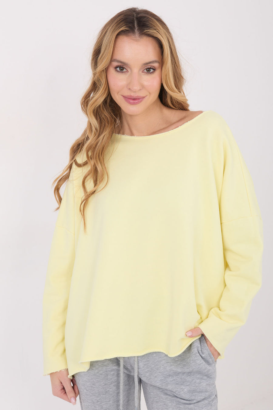Factory Price Light Yellow Oversized Long Sleeve Blouse