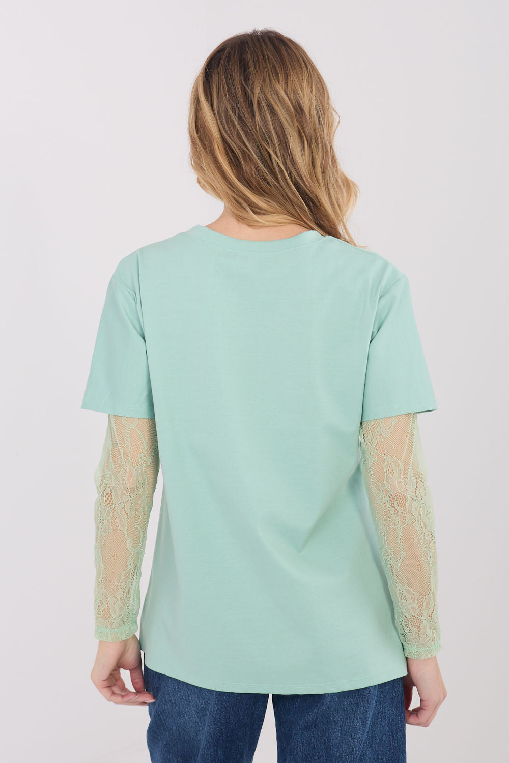 Italy Moda Pistachio Lace Cotton Blouse - view 3