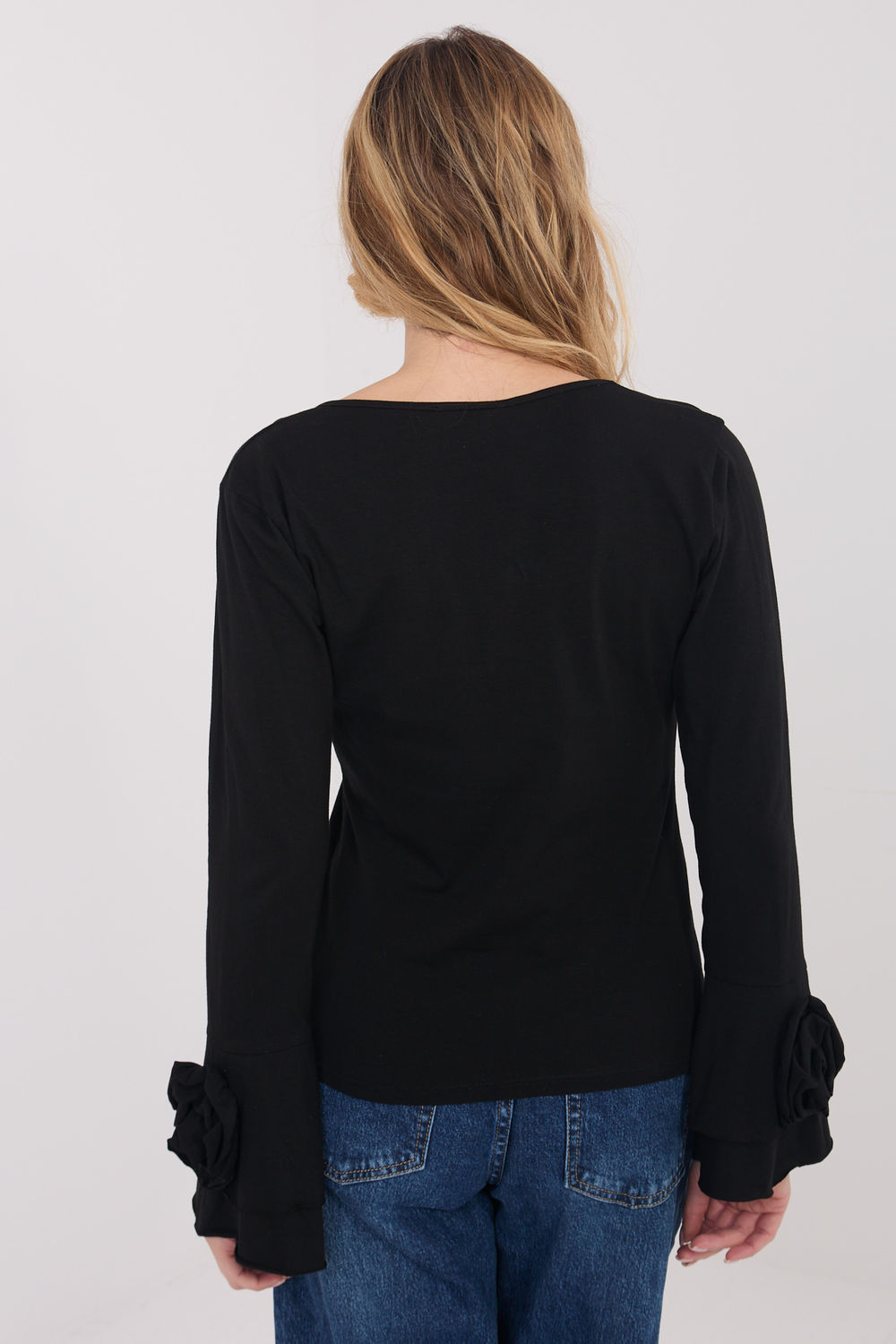 Italy Moda Black Bodycon V-Neck Blouse - view 3
