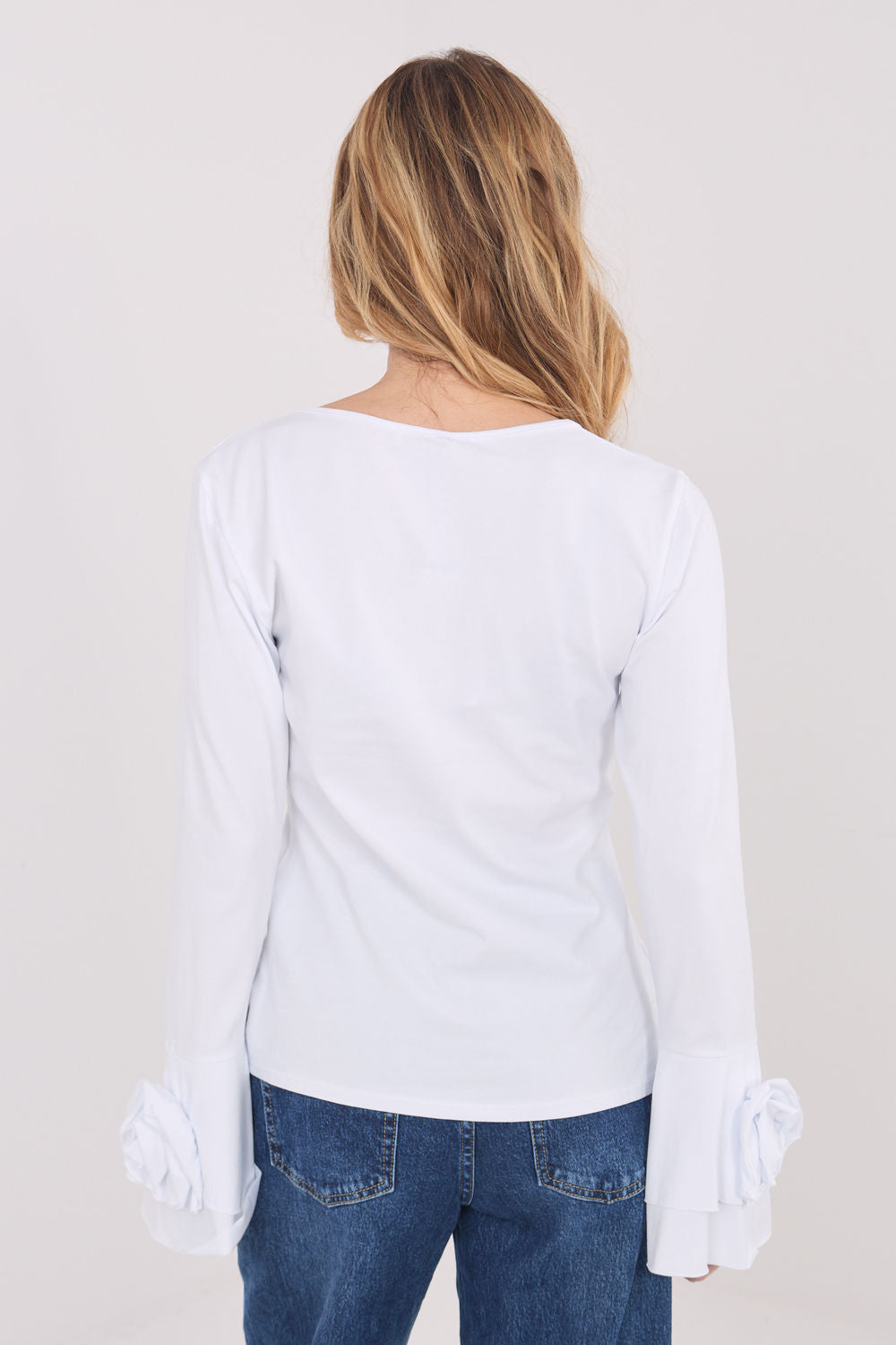 Italy Moda White Bodycon V-Neck Blouse - view 3