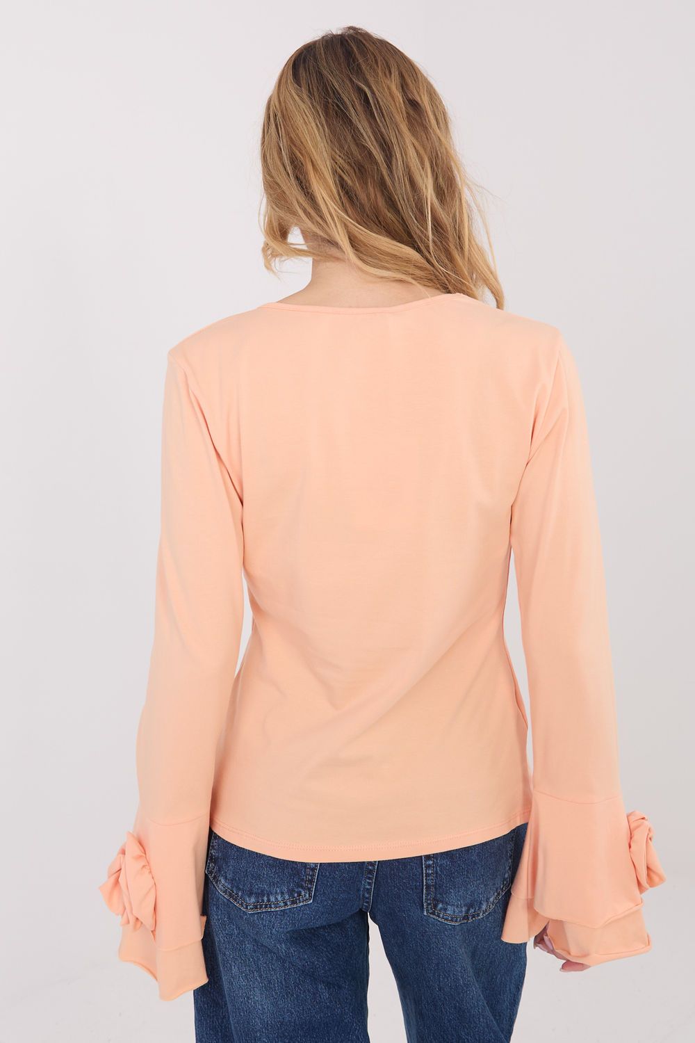 Italy Moda Light Orange Bodycon V-Neck Blouse - view 3