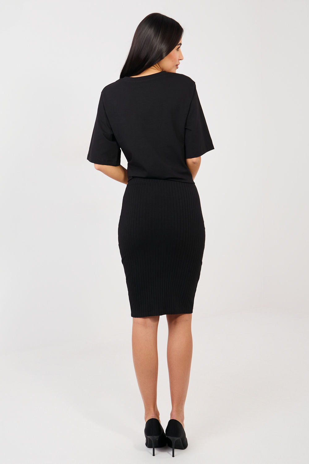 Rue Paris Black Midi Cotton Skirt - view 3
