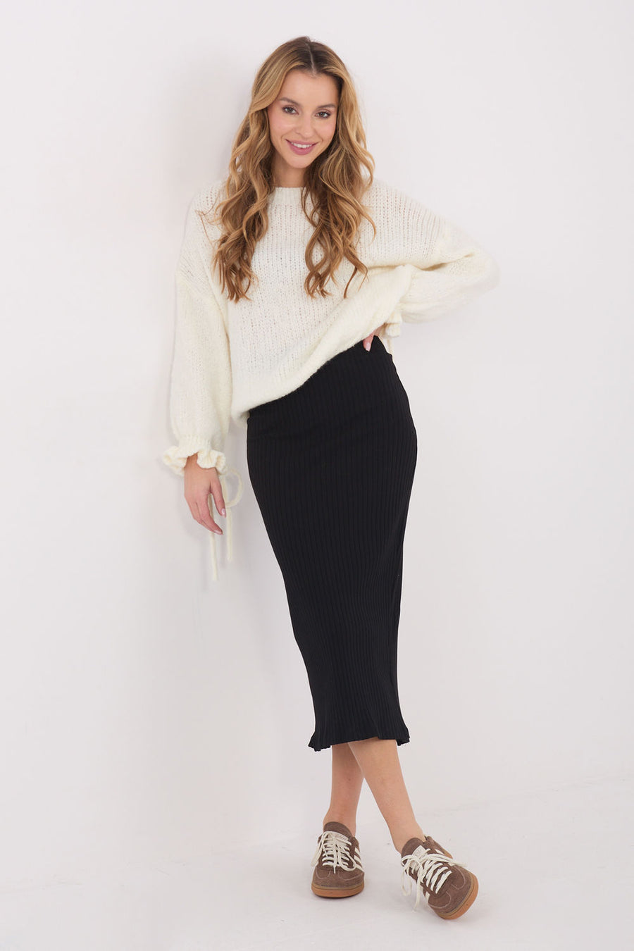Rue Paris Black Knitted Bodycon Skirt