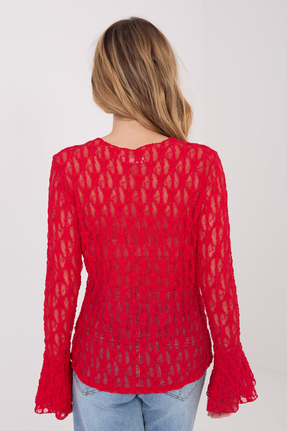 Italy Moda Red Bodycon Lace Blouse - view 3