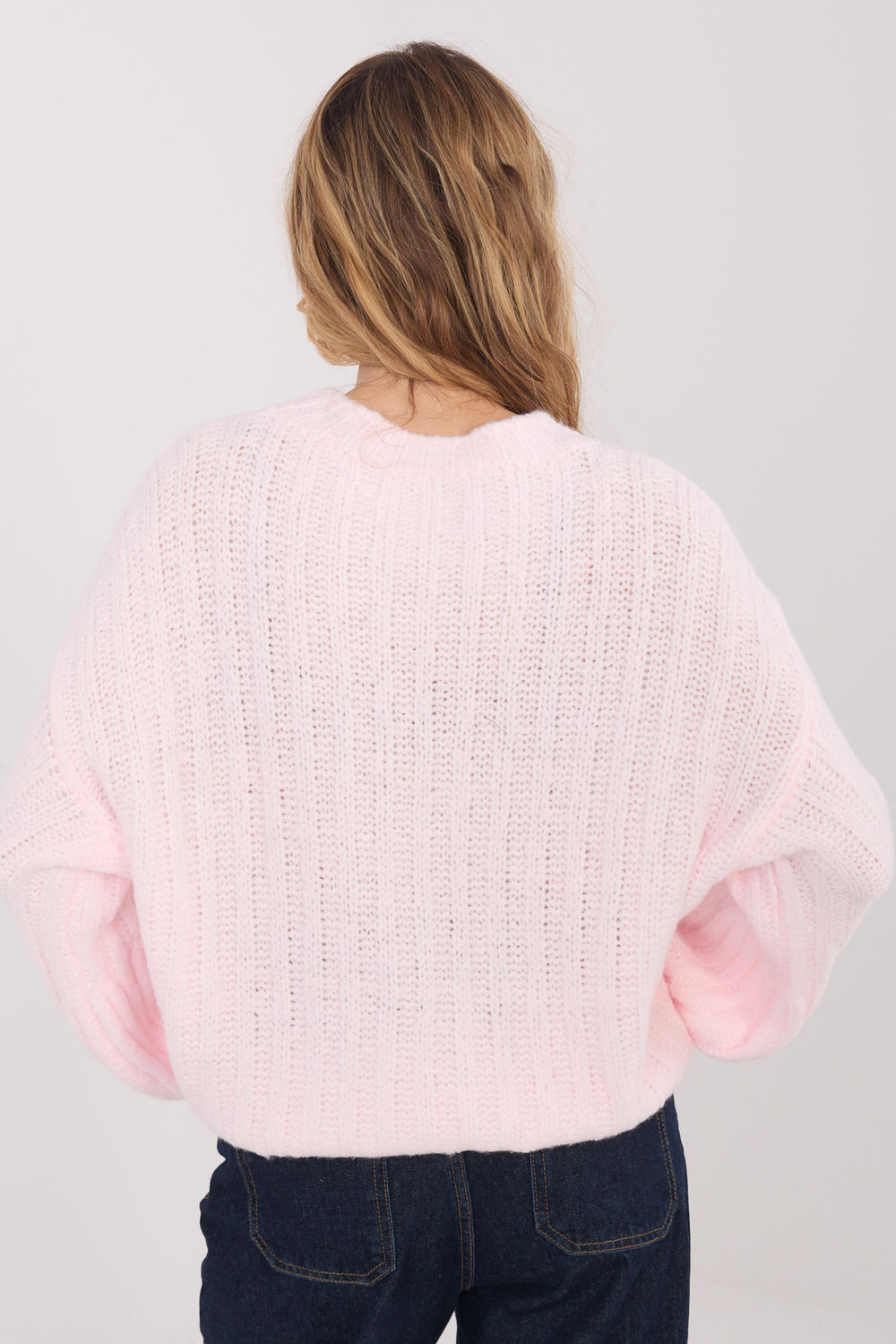 Italy Moda Light Pink Knitted Puff Sleeve Jumper - view 3