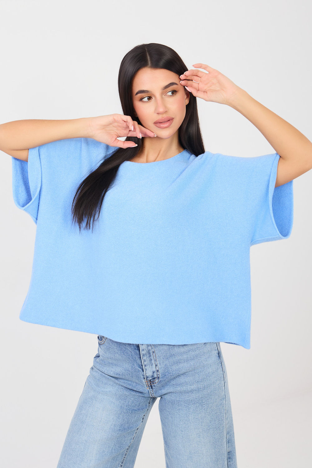 Italy Moda Light Blue Oversized Jumper