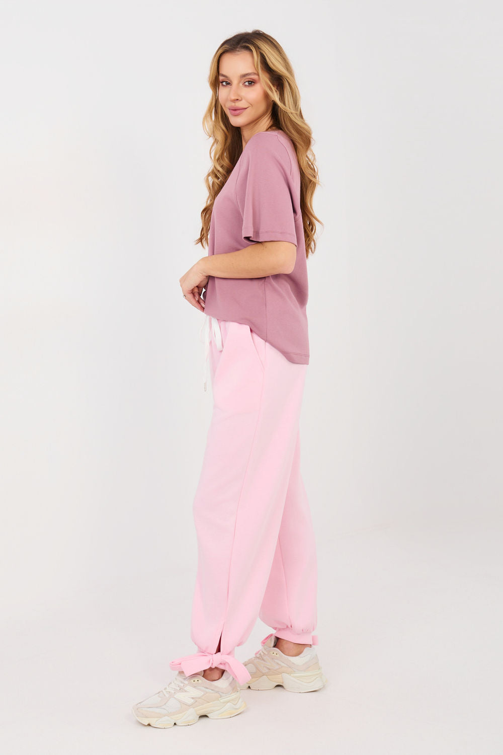 Italy Moda Light Pink High Waisted Joggers - view 2