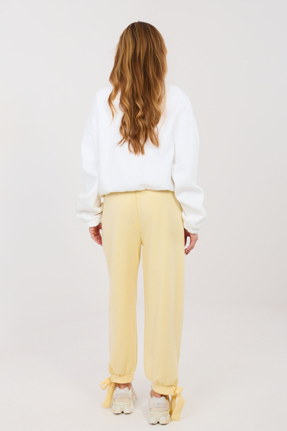 Italy Moda Light Yellow High Waisted Joggers - view 2