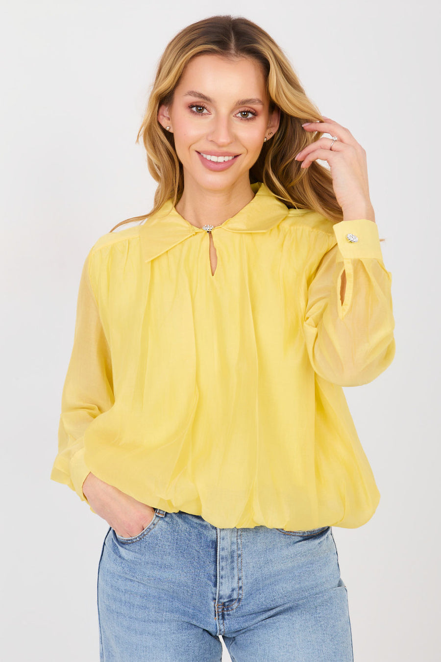 Factory Price Yellow Long Sleeve Blouse