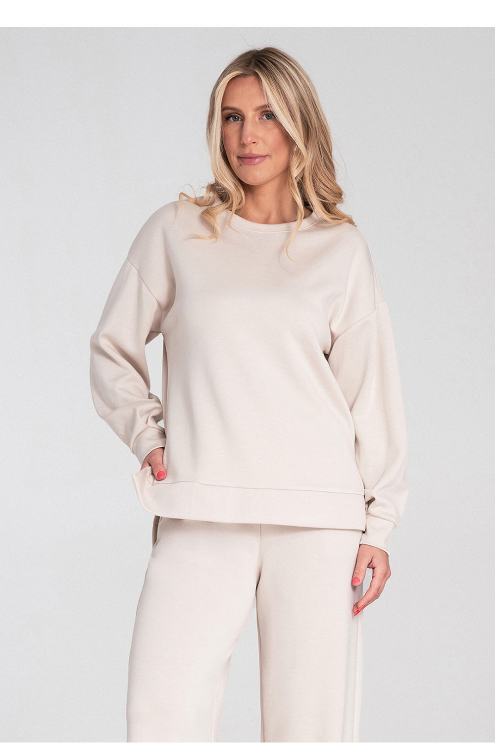 Figl Beige Long Sleeve Sweatshirt