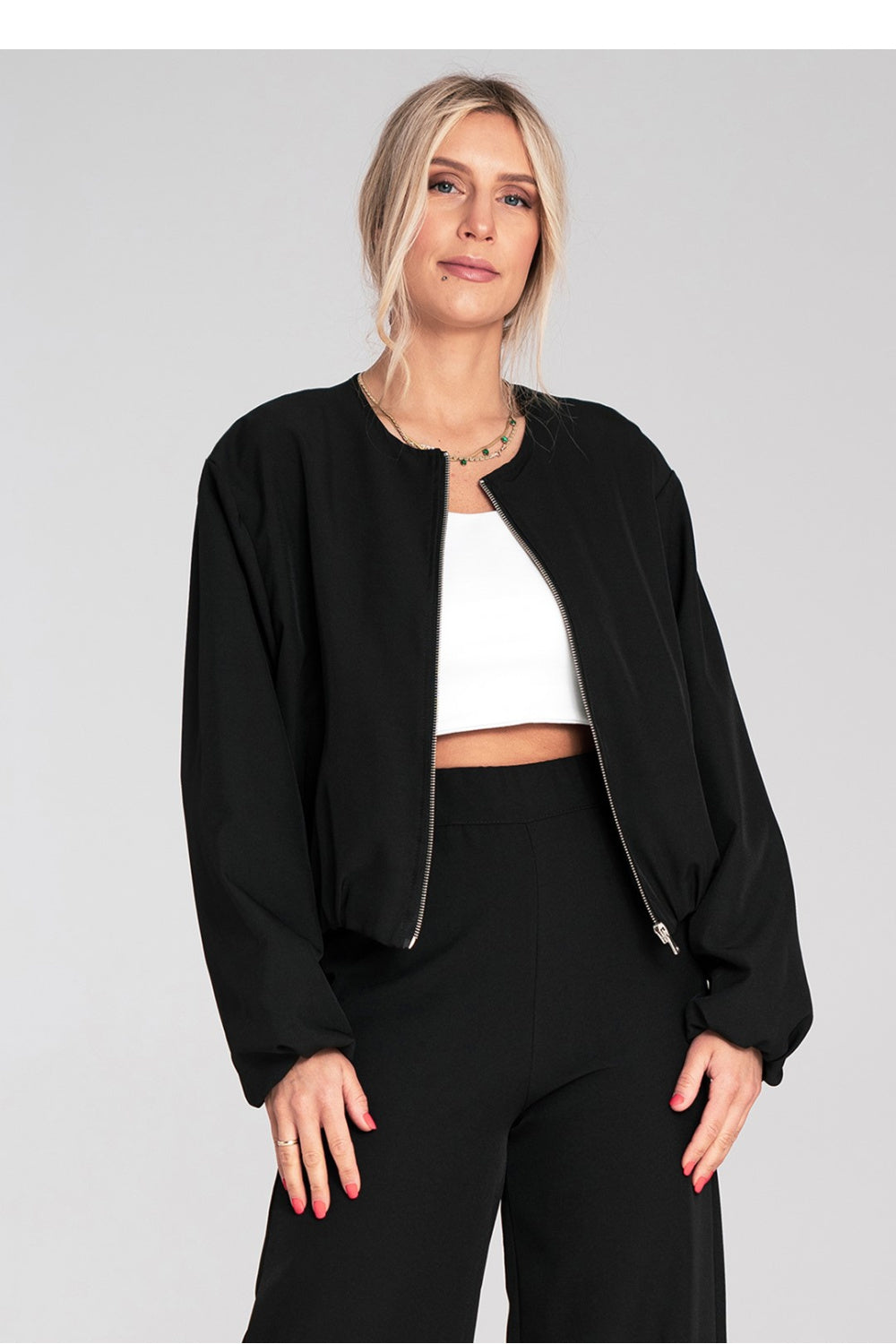 Figl Black Zip Up Long Sleeve Jacket