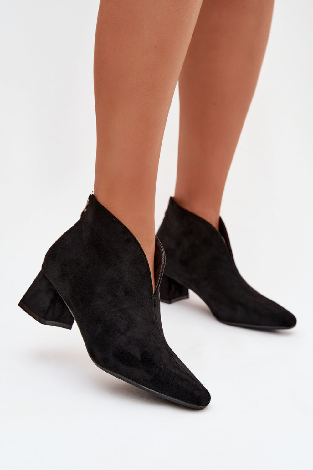 Step In Style Darlisse Black Faux Leather Heeled Ankle Boots