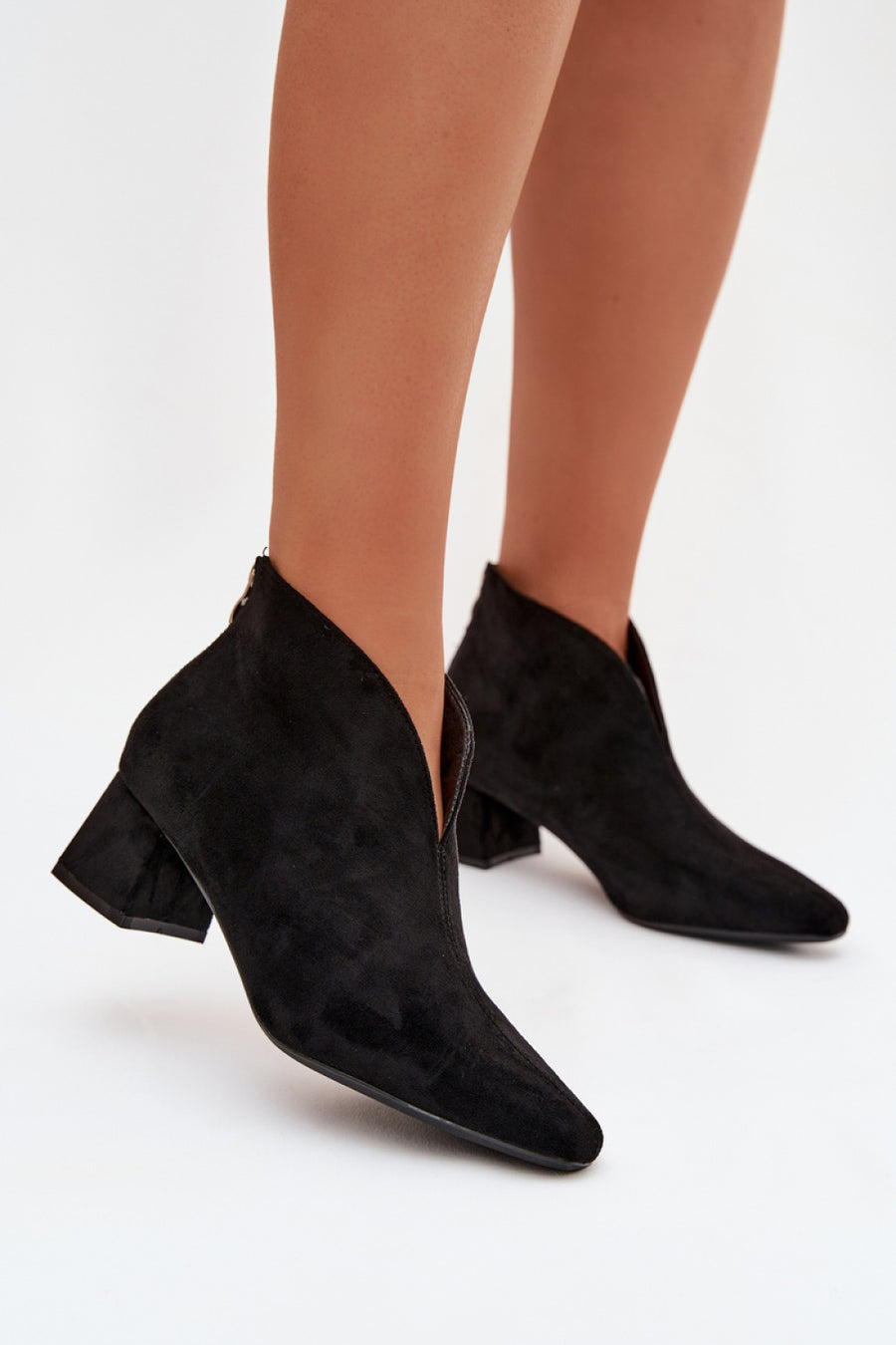 Step In Style Darlisse Black Faux Leather Heeled Ankle Boots