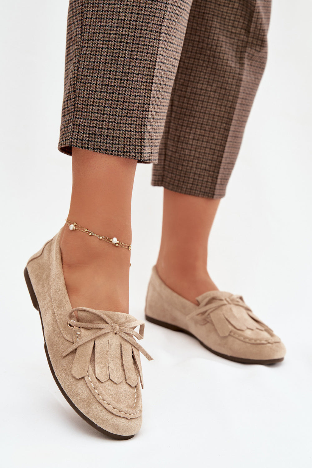 Step In Style Glorina Beige Faux Leather Flat Moccasins