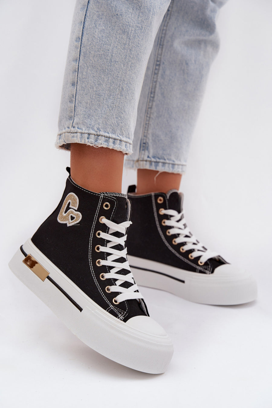 Step In Style Meloria Black Platform Trainers