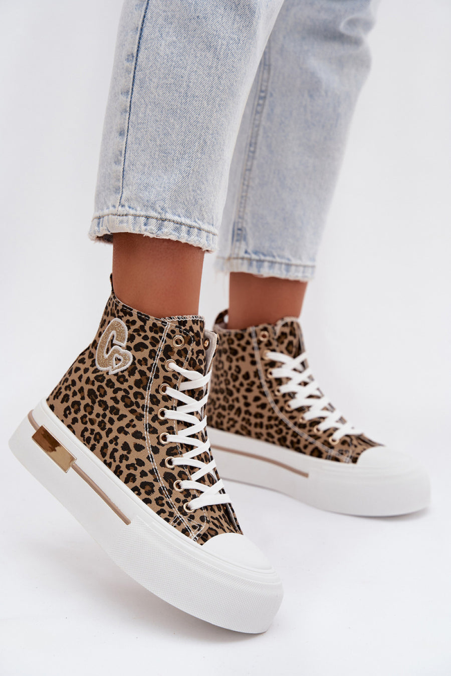 Step In Style Meloria Leopard Print Platform Trainers
