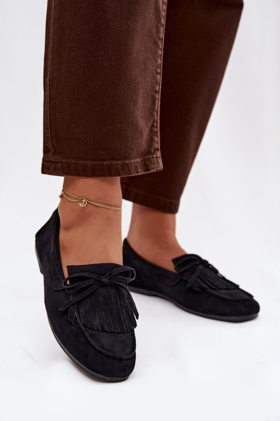 Step In Style Janelisse Black Faux Suede Flat Moccasins