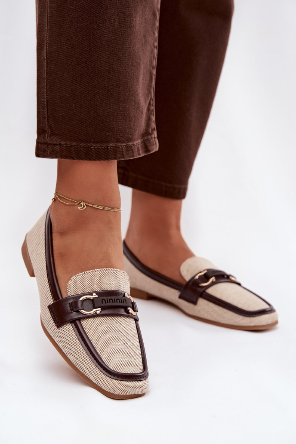 Step In Style Evelora Beige Faux Leather Flat Loafers
