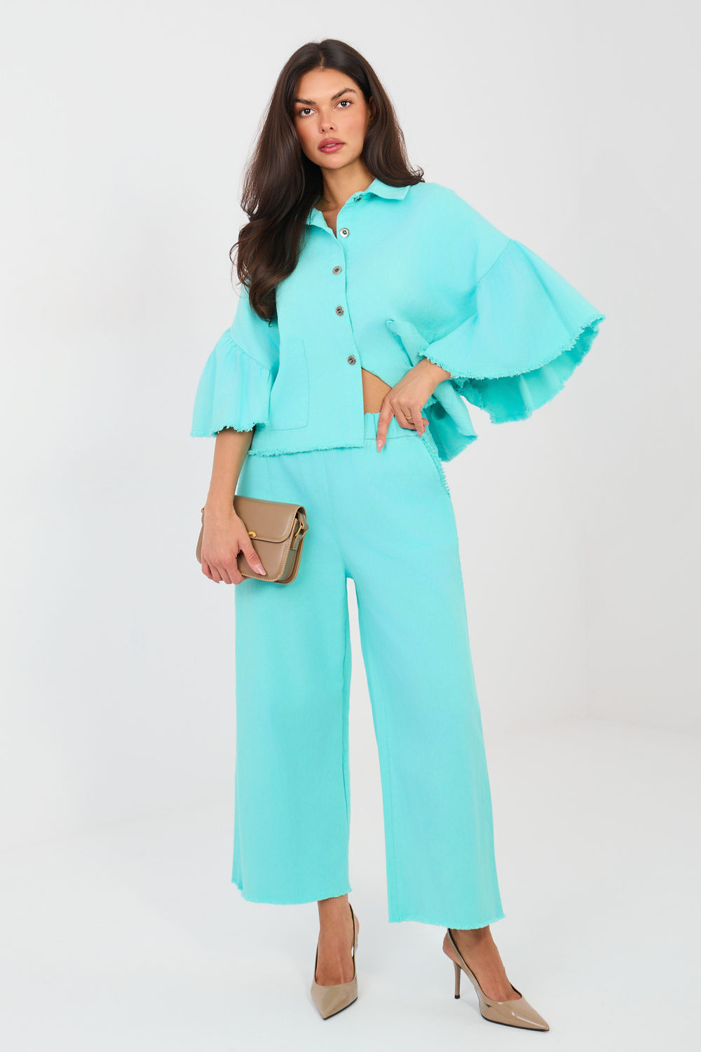 Rue Paris Turquoise Cotton Denim Jacket