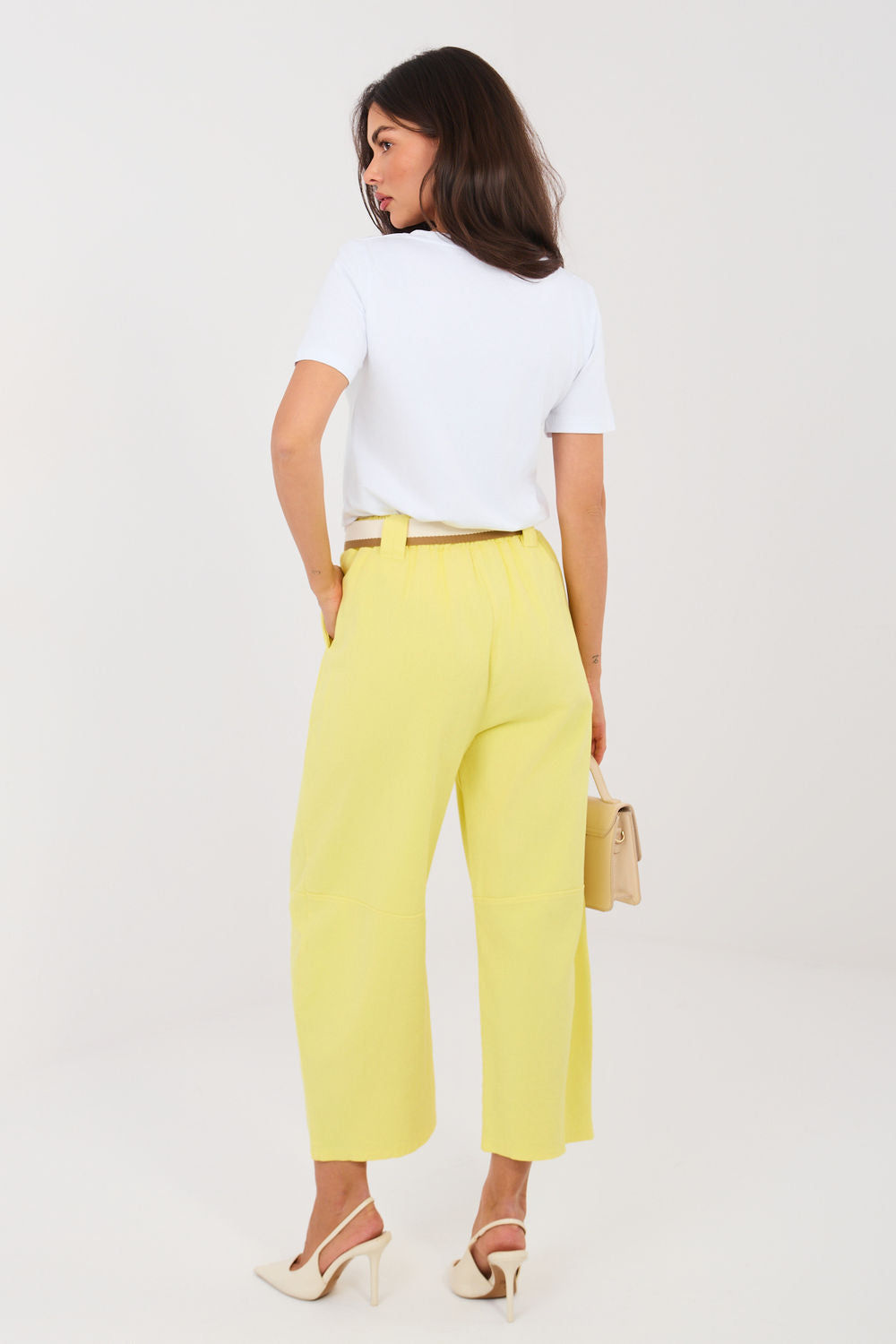 Rue Paris Light Yellow Pleated High Waisted Jeans - view 3