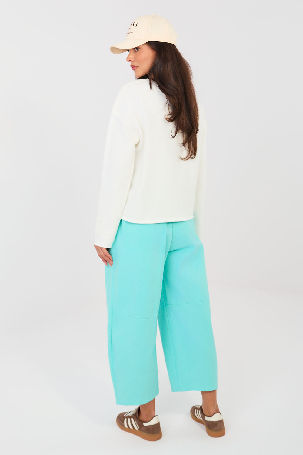 Rue Paris Turquoise Pleated High Waisted Jeans - view 3