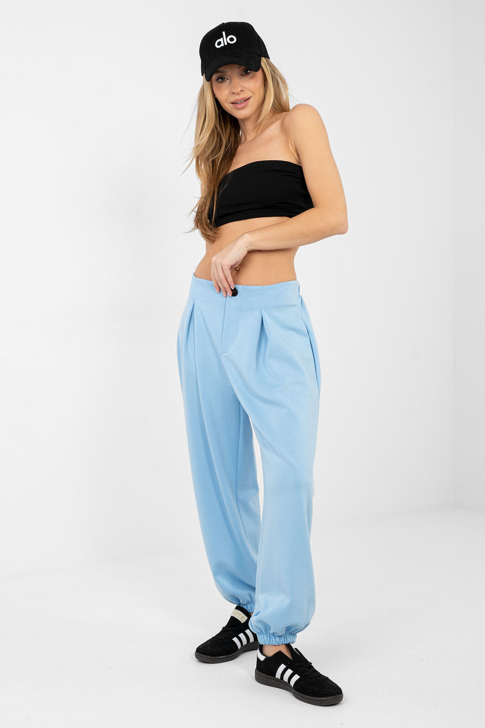 Italy Moda Light Blue Pleated Joggers - view 2