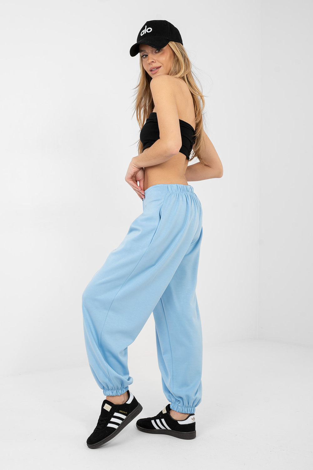 Italy Moda Light Blue Pleated Joggers - view 4