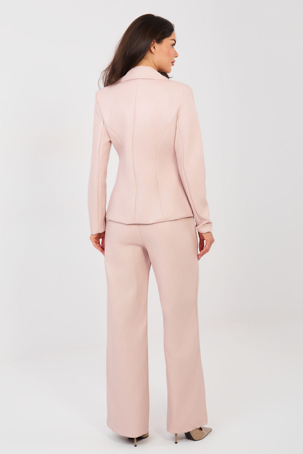Italy Moda Light Pink Faux Leather Wide Leg Trousers - view 3