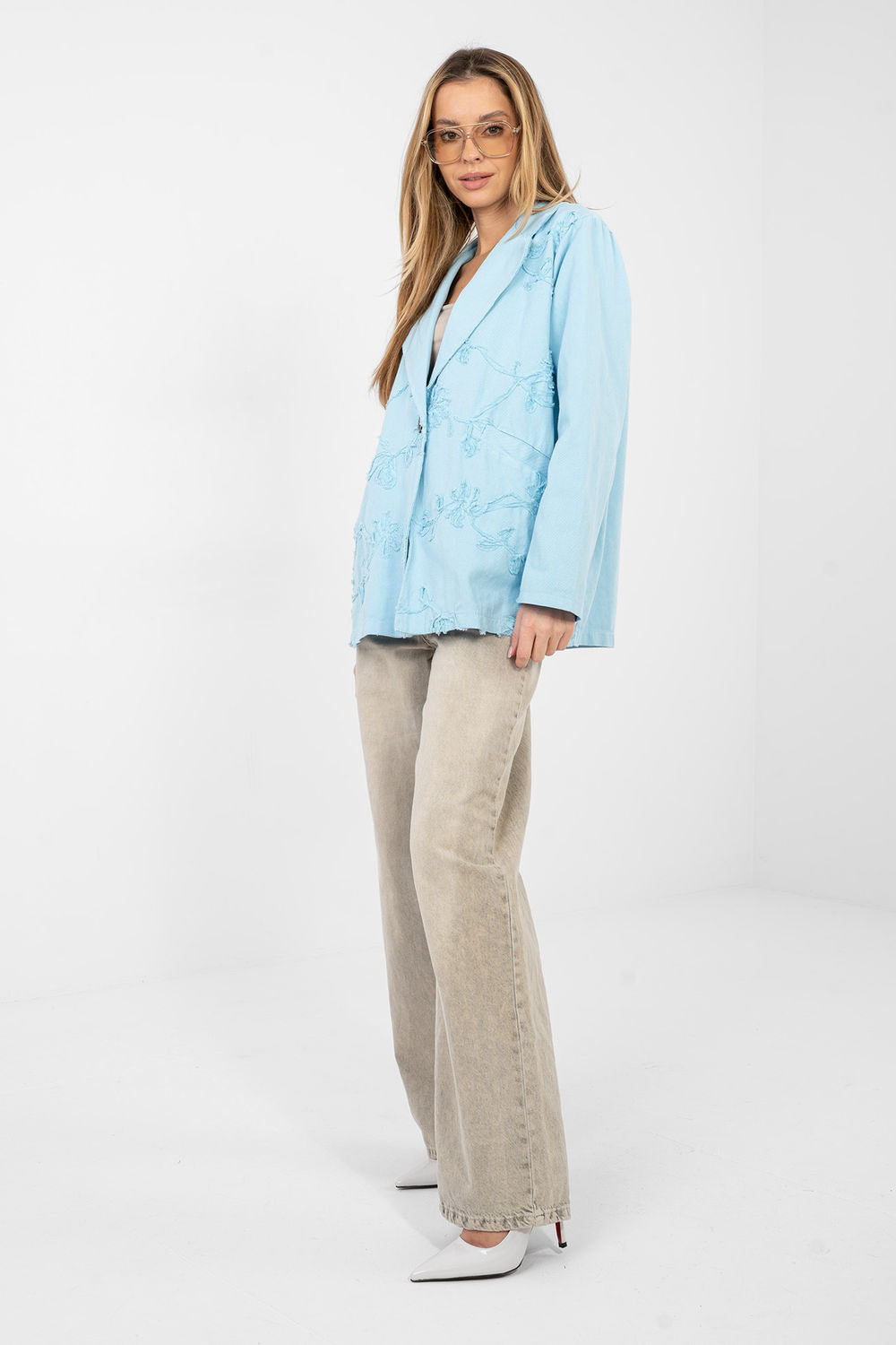 Rue Paris Light Blue Denim Long Sleeve Jacket - view 2